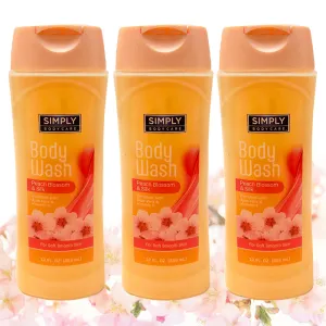 3 Cleansing Body Wash Peach Blossom Shower Gel Soap Silky Smooth Skin Aloe 12oz