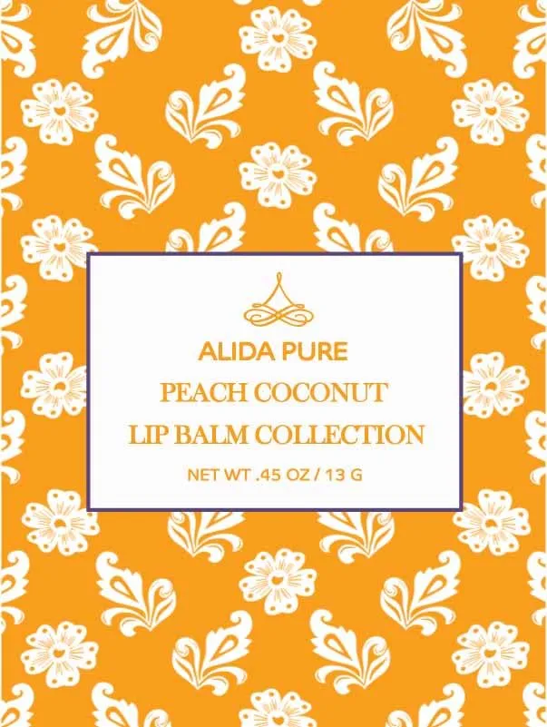 ALIDA PURE Peach Coconut Lip Balm Collection, Vegan Lip Balm Set, Lip Balm, Beeswax Free, with Avocado Oil, Organic Jojoba Oil, and Vitamin E, Natural Moisturizer for Dry, Chapped Lips, 3 Tube Set