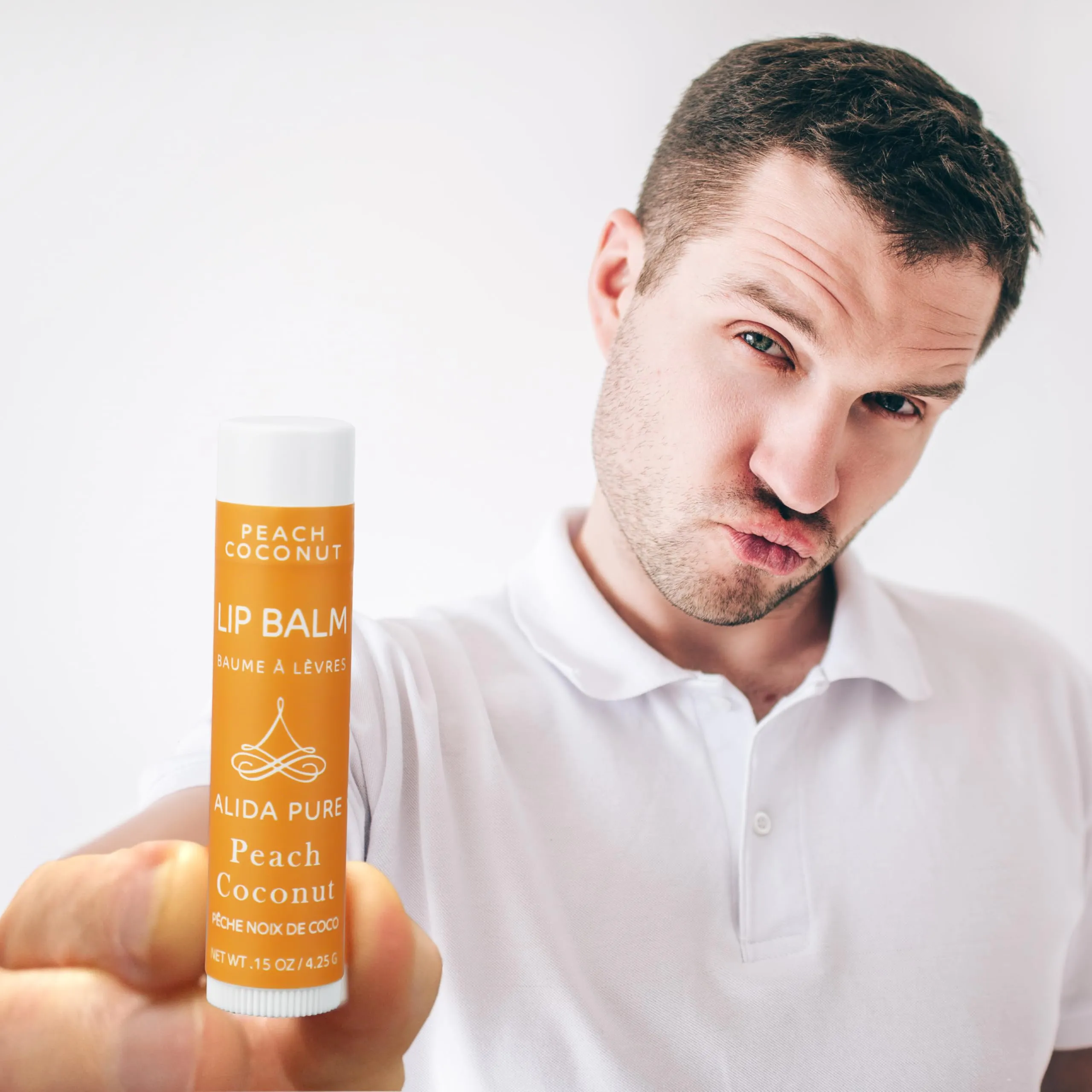 ALIDA PURE Peach Coconut Lip Balm Collection, Vegan Lip Balm Set, Lip Balm, Beeswax Free, with Avocado Oil, Organic Jojoba Oil, and Vitamin E, Natural Moisturizer for Dry, Chapped Lips, 3 Tube Set