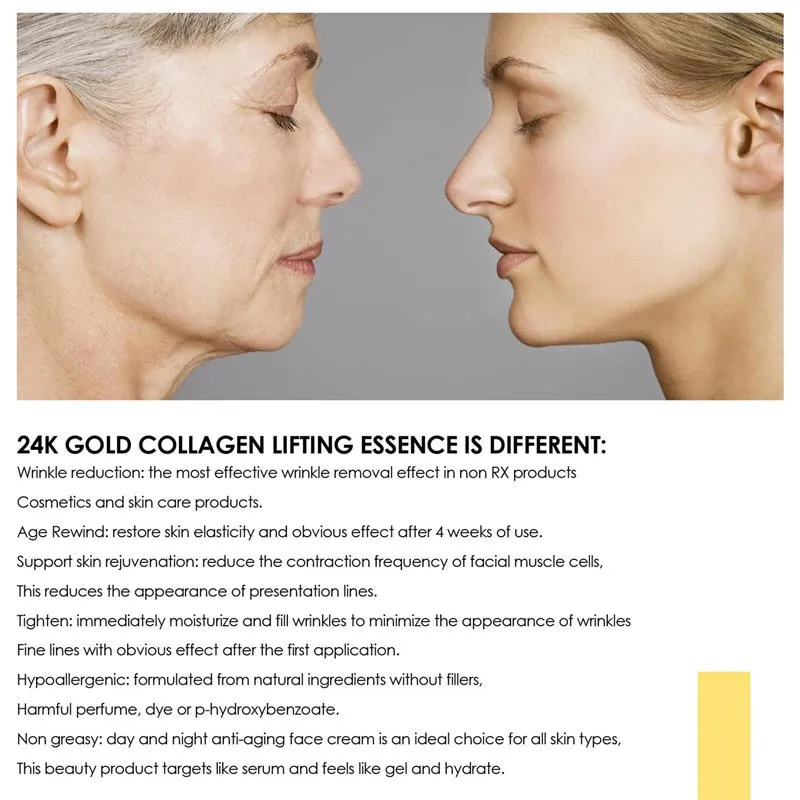 Collagen Removal Wrinkle Serum 24K Gold Anti Aging Lifting Firming Fade Fine Lines Face Essence Moisturizing Skin Care Products