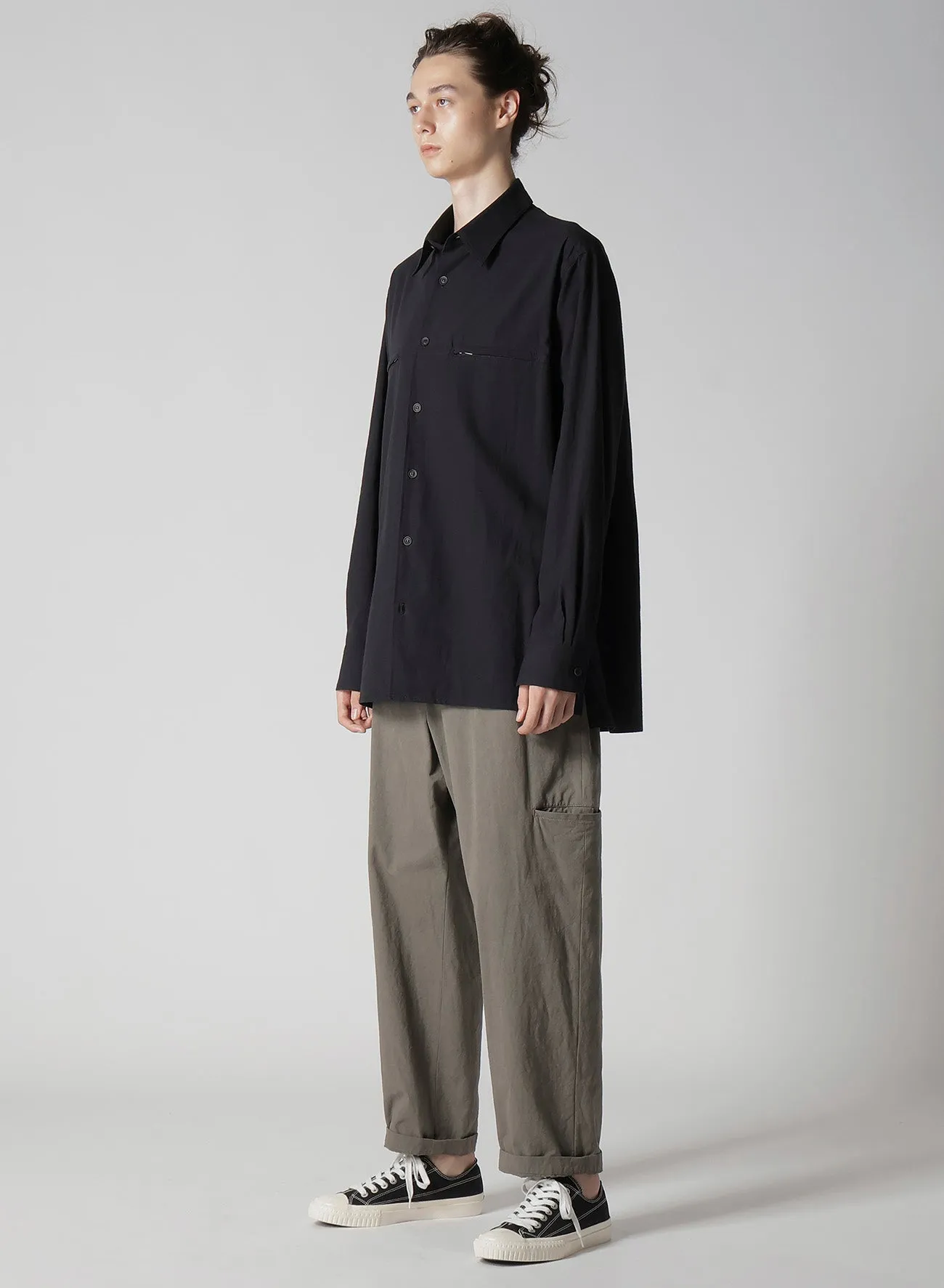COTTON HEMP BROAD SHIRT WITH ZIP POCKET