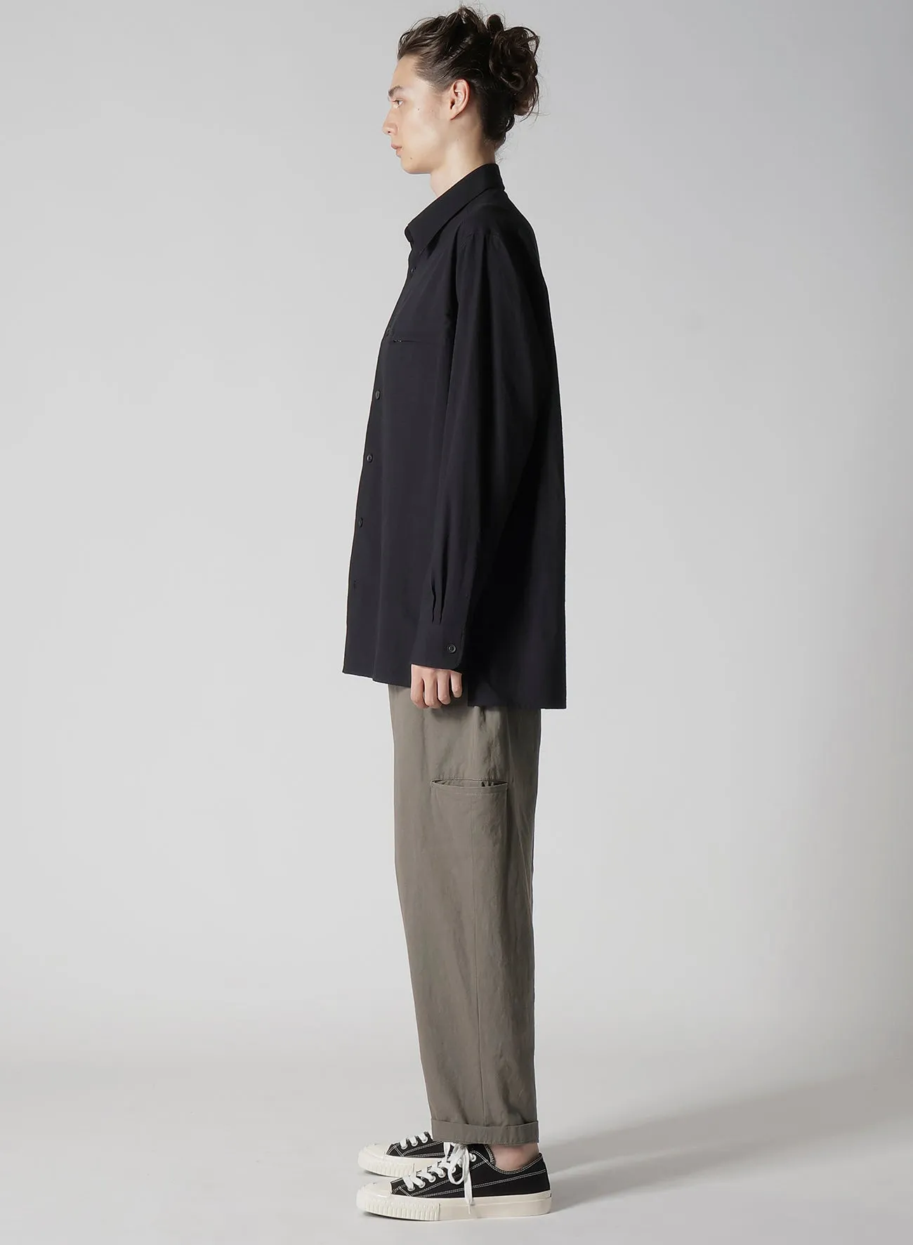 COTTON HEMP BROAD SHIRT WITH ZIP POCKET