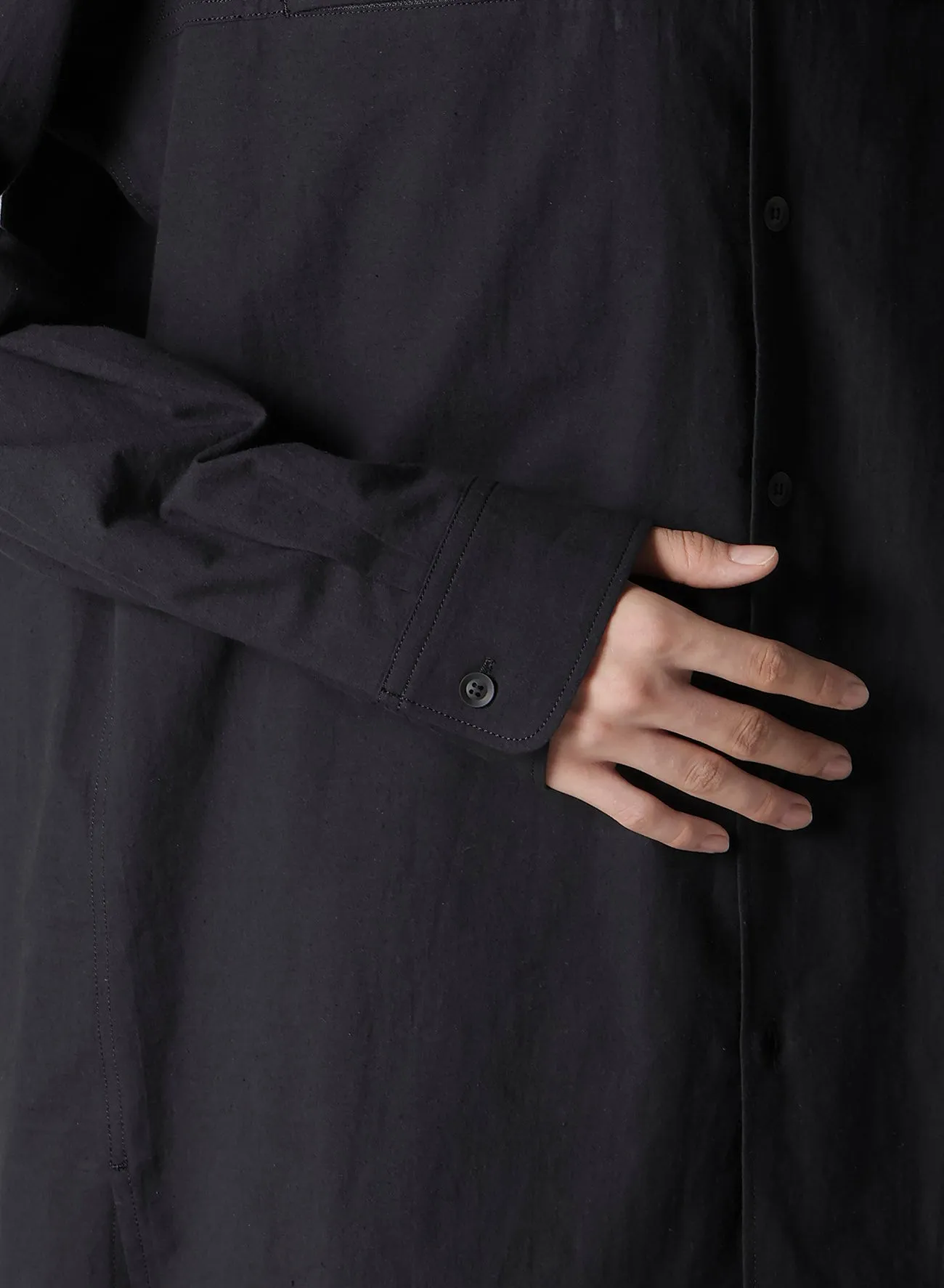 COTTON HEMP BROAD SHIRT WITH ZIP POCKET