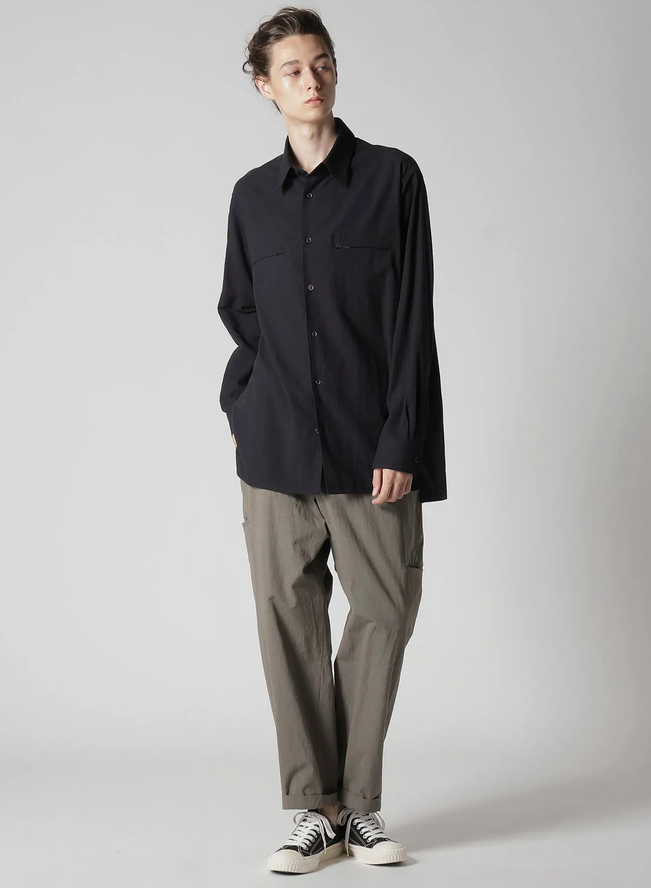 COTTON HEMP BROAD SHIRT WITH ZIP POCKET