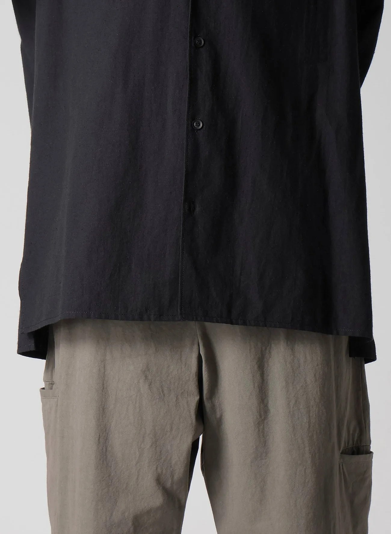 COTTON HEMP BROAD SHIRT WITH ZIP POCKET