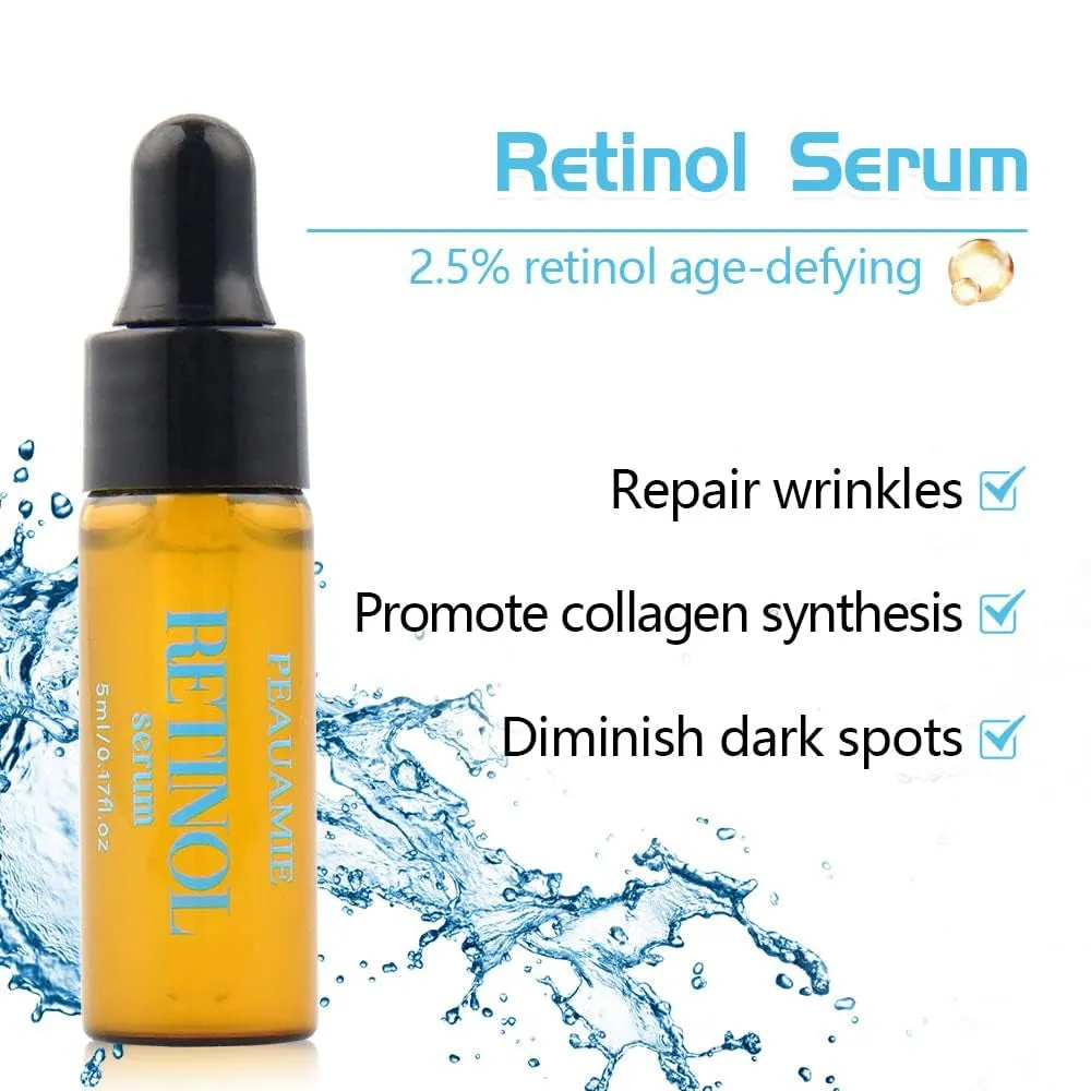 Face Serum Set Vitamin C Serum,Hyaluronic Acid Serum,Retinol Serum for Dark Spots, Fine Lines and Wrinkles(5ml/3 pack)