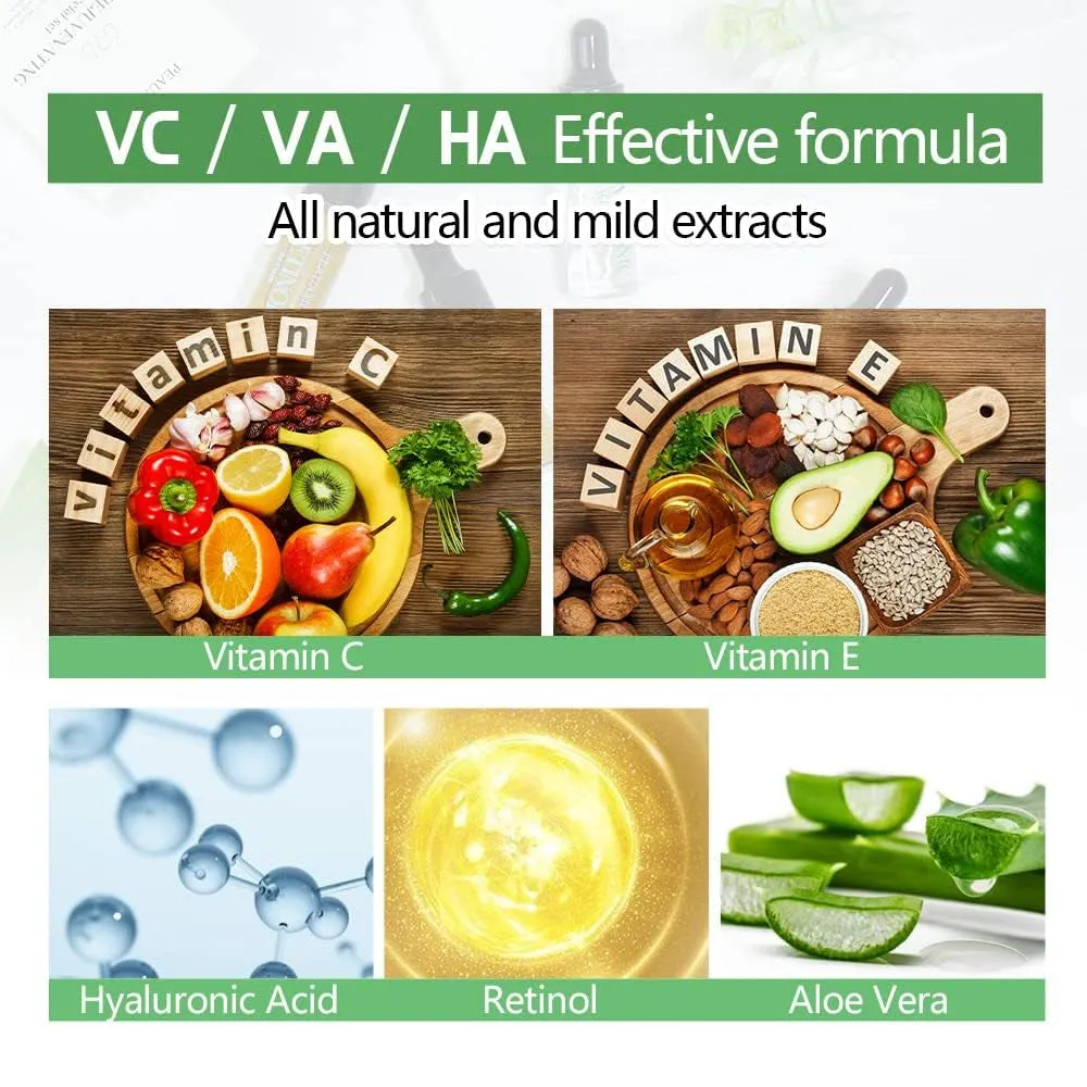 Face Serum Set Vitamin C Serum,Hyaluronic Acid Serum,Retinol Serum for Dark Spots, Fine Lines and Wrinkles(5ml/3 pack)