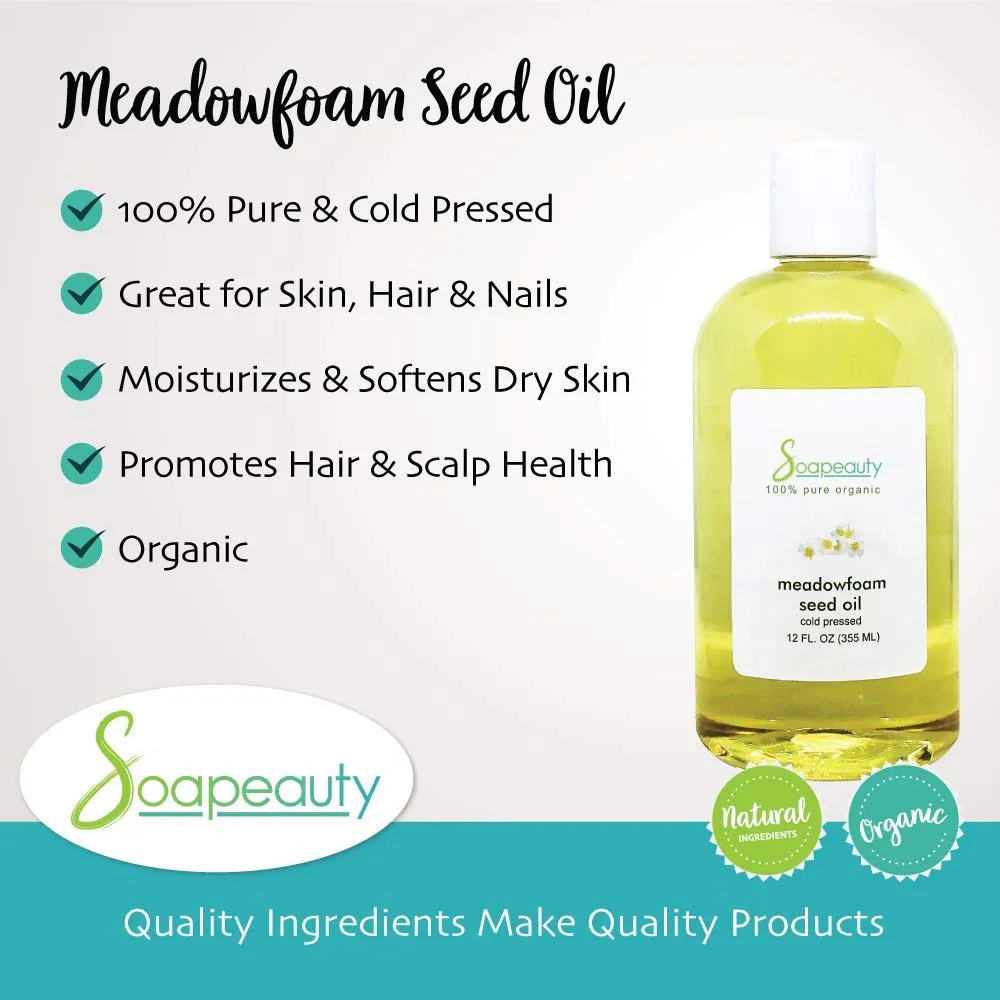 MEADOWFOAM SEED OIL Organic Cold Pressed Unrefined | 100% Pure Natural Meadowfoam Seed Oil for Face & Hair | Moisturizer for Skin, Promotes Hair Growth, Balms | Sizes 4OZ to 1 GALLON | (16 OZ)
