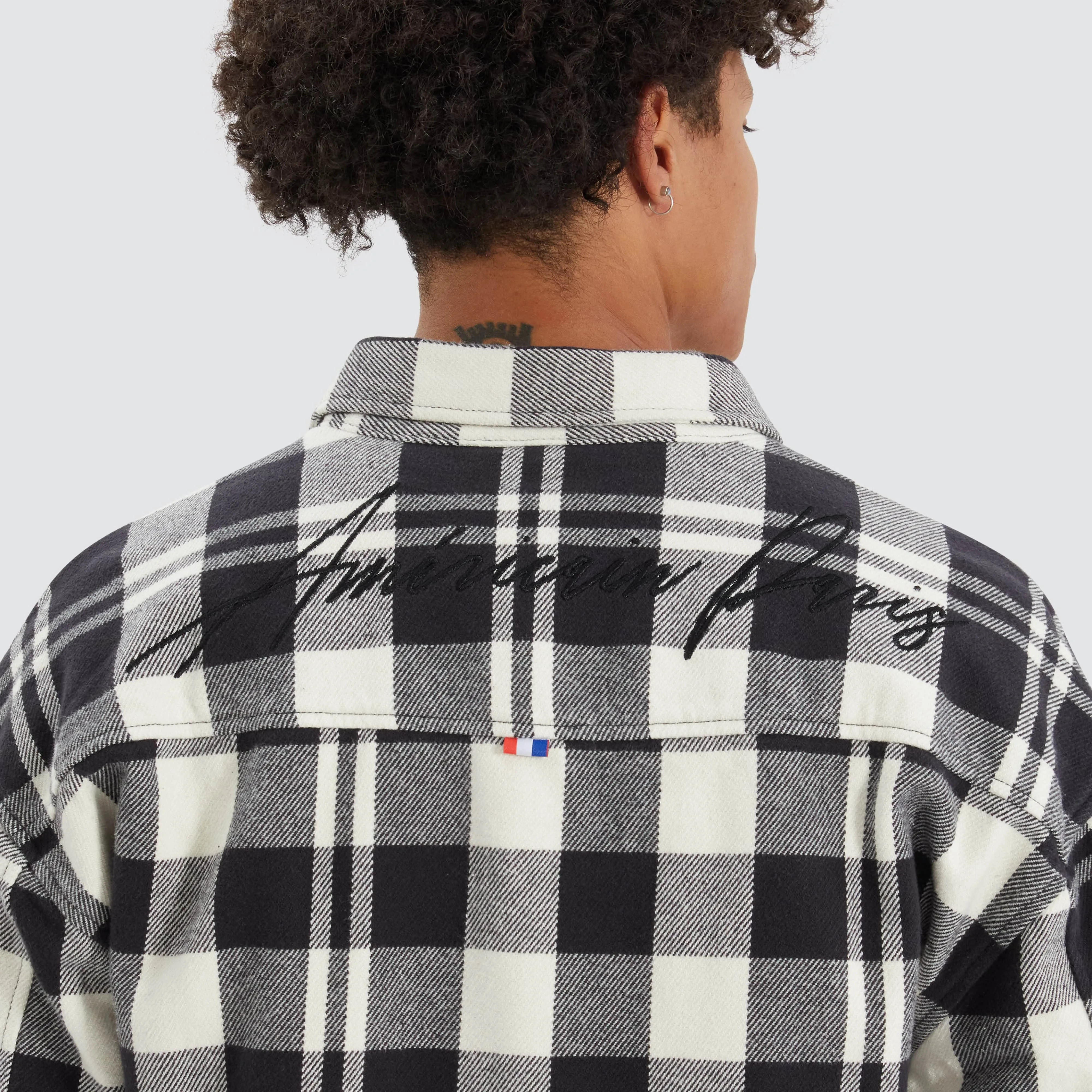 Neihart Relaxed Drop Shoulder Long Sleeve Shirt Cream/Black Check