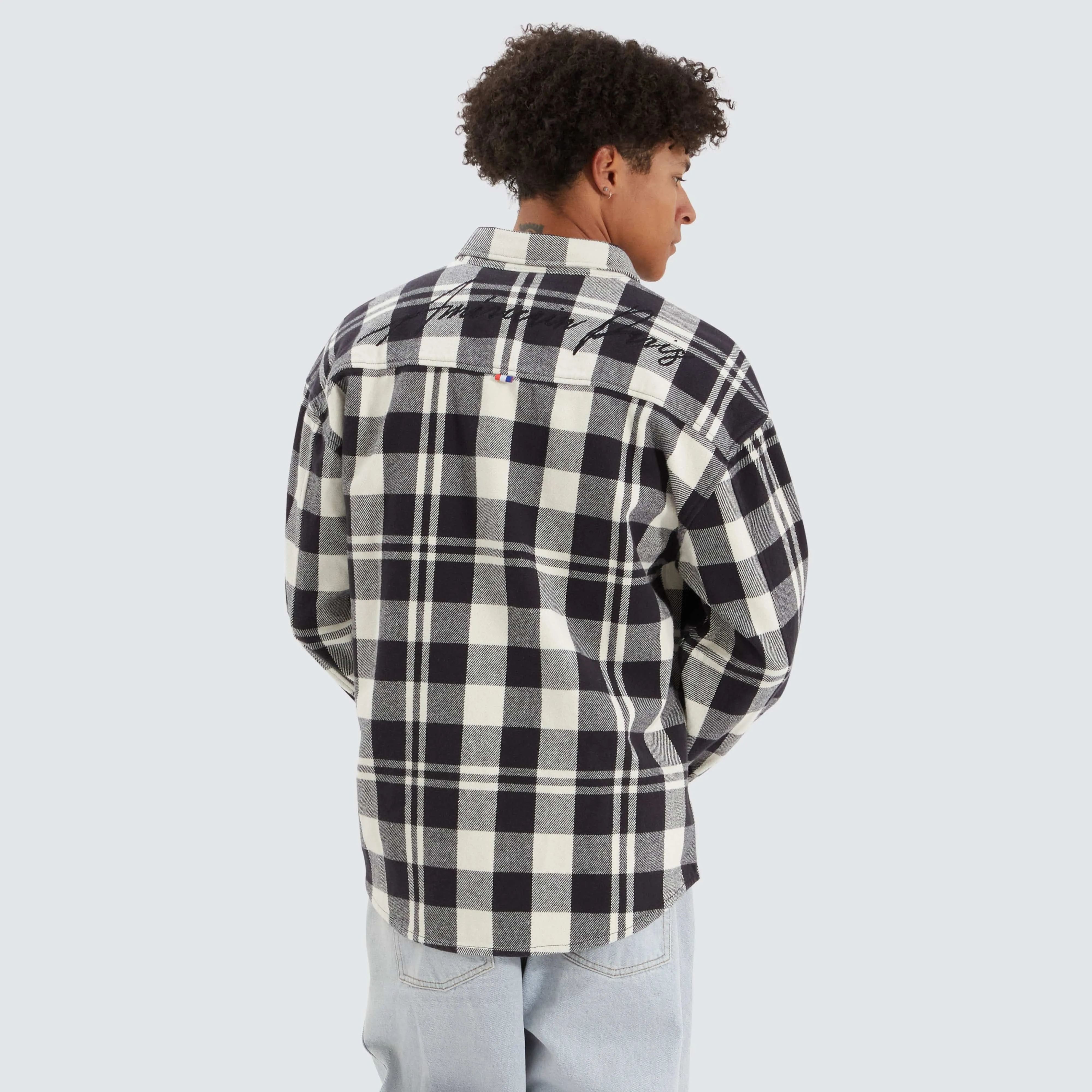 Neihart Relaxed Drop Shoulder Long Sleeve Shirt Cream/Black Check