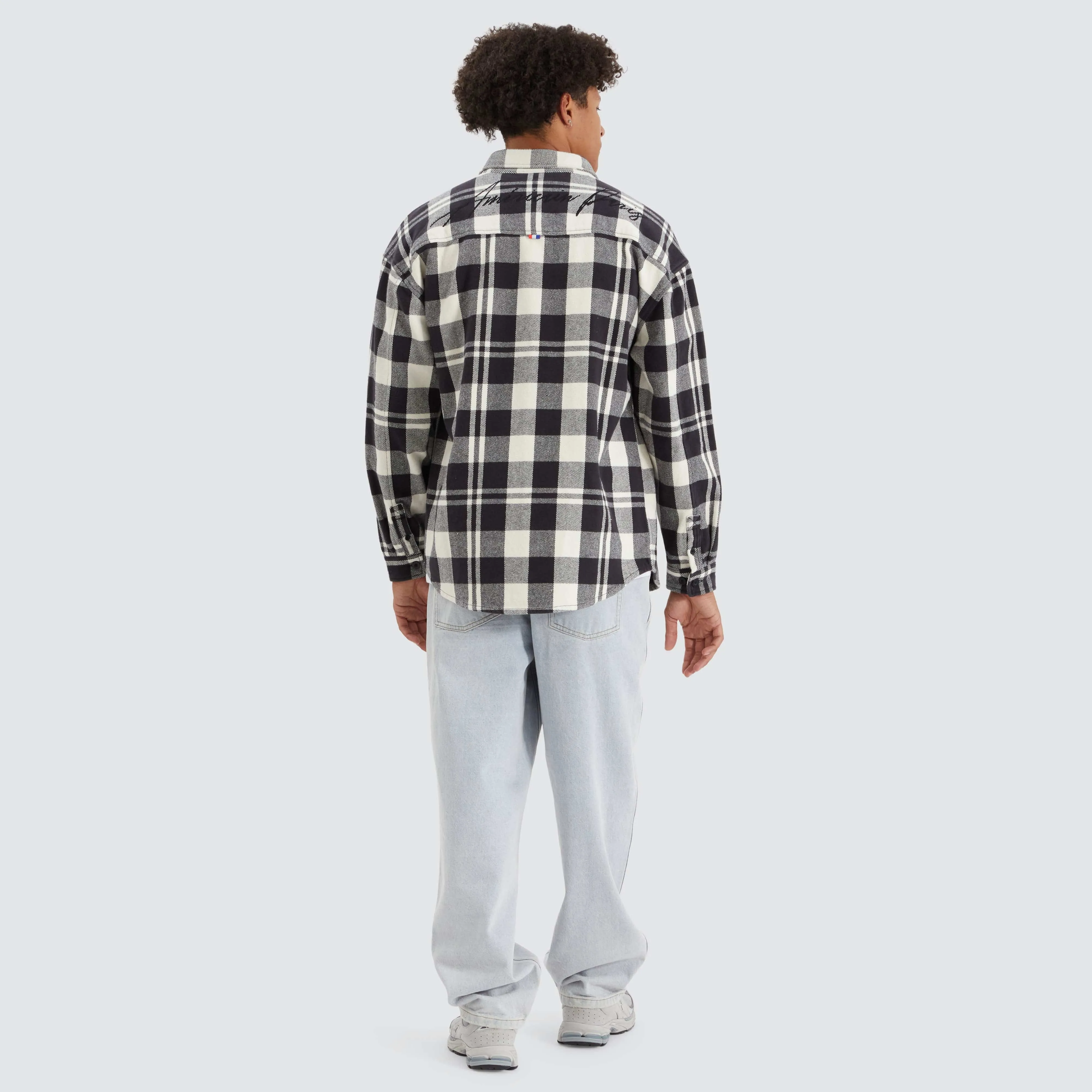 Neihart Relaxed Drop Shoulder Long Sleeve Shirt Cream/Black Check