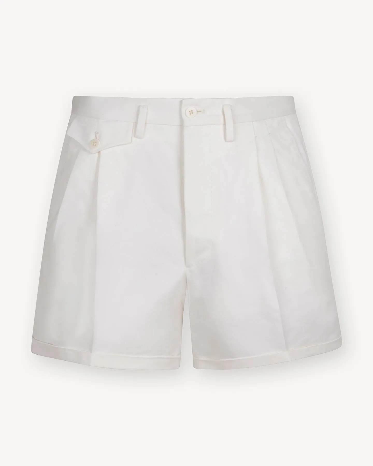 Off White Cotton Drill Shorts