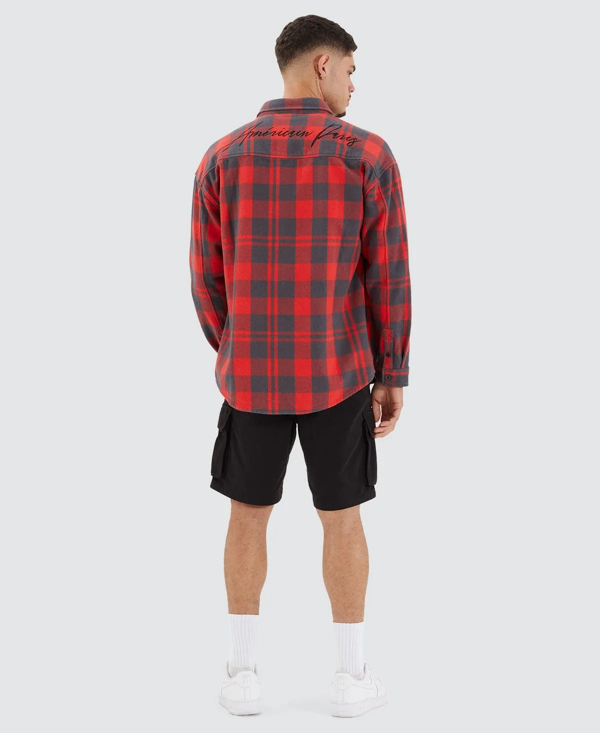 Passo Relaxed Drop Shoulder Long Sleeve Shirt Iron Flame Check
