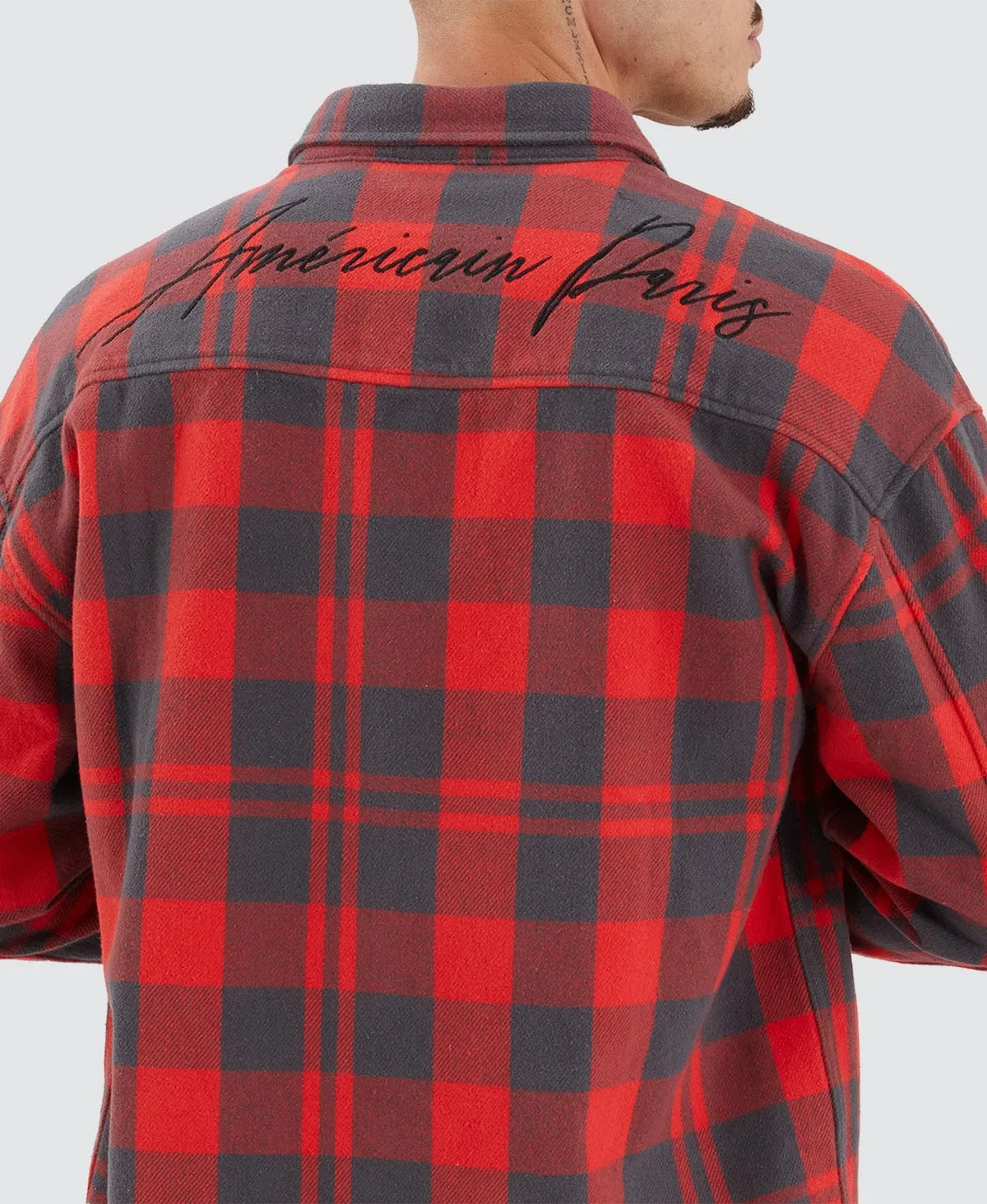 Passo Relaxed Drop Shoulder Long Sleeve Shirt Iron Flame Check