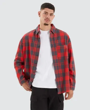 Passo Relaxed Drop Shoulder Long Sleeve Shirt Iron Flame Check